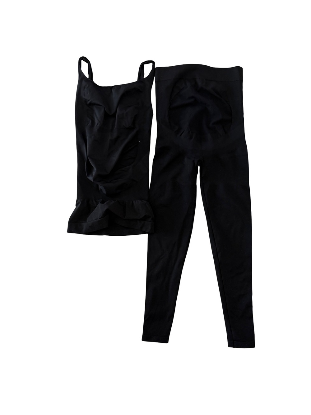 Maternity Black Shapewear Tank and High-Waist Leggings Set